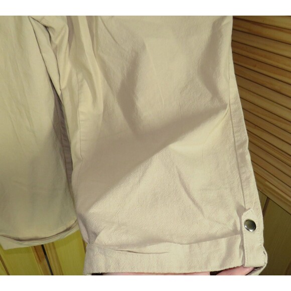 Emily Daniels Beige Crinkle Cotton Pull On Capri Pants With Pockets Plus Size 2X - Picture 4 of 9